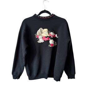 Vintage 90s Sweater with Puppy and Kittens